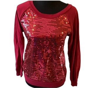 BONGO Burgundy Sequin Sweatshirt Women’s Size Medium